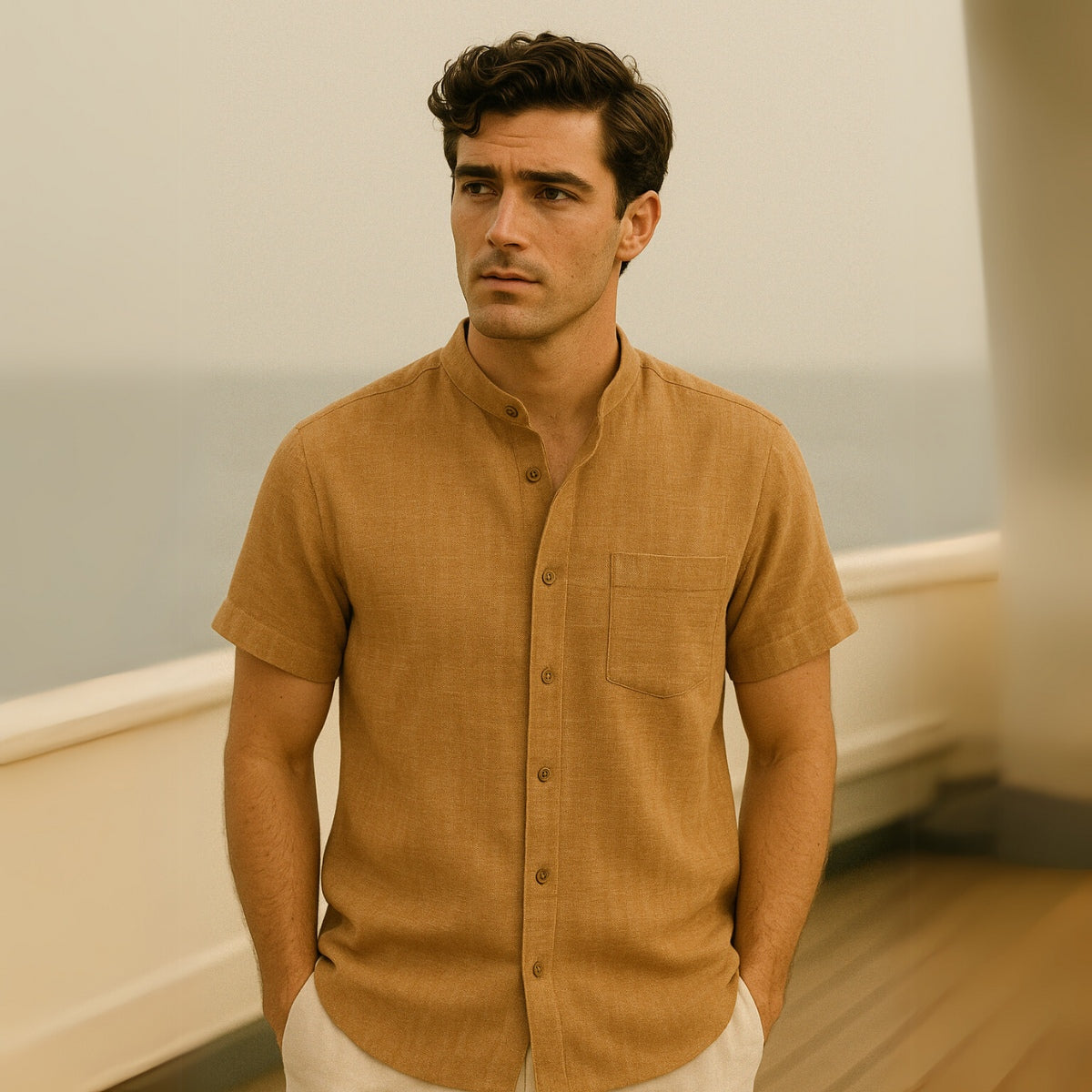 Linen Shirt - Beaumont Light Brown