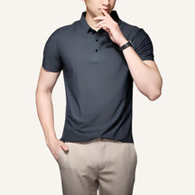 Men’s Premium Ice Silk Polo Shirt – Wrinkle-Resistant BLACK
