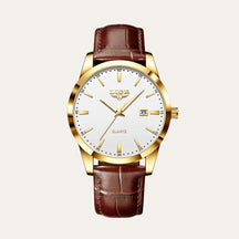 Men's Premium Leather Watch - Santerro brown and golden