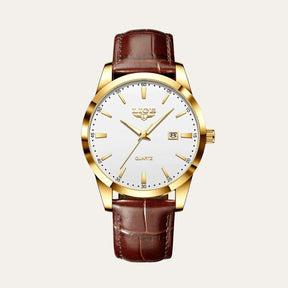Men's Premium Leather Watch - Santerro brown and golden
