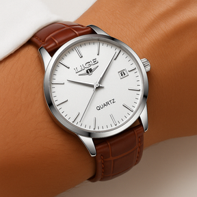 Men's Premium Leather Watch - Santerro brown and silver
