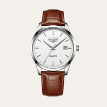 Men's Premium Leather Watch - Santerro brown and silver