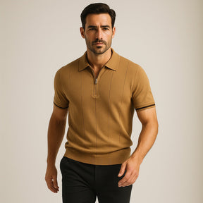 Men’s Quarter Zip Polo – Vissori light brown