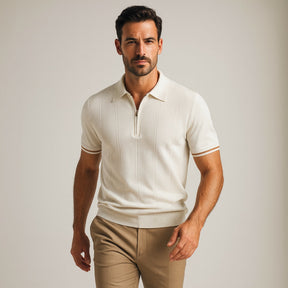 Men’s Quarter Zip Polo – Vissori white