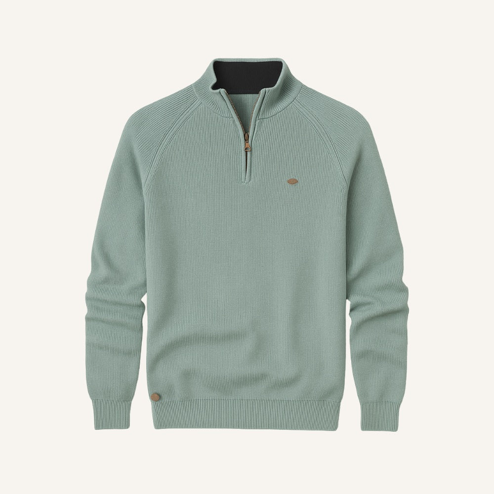 Men’s Quarter Zip Sweater – Signature green