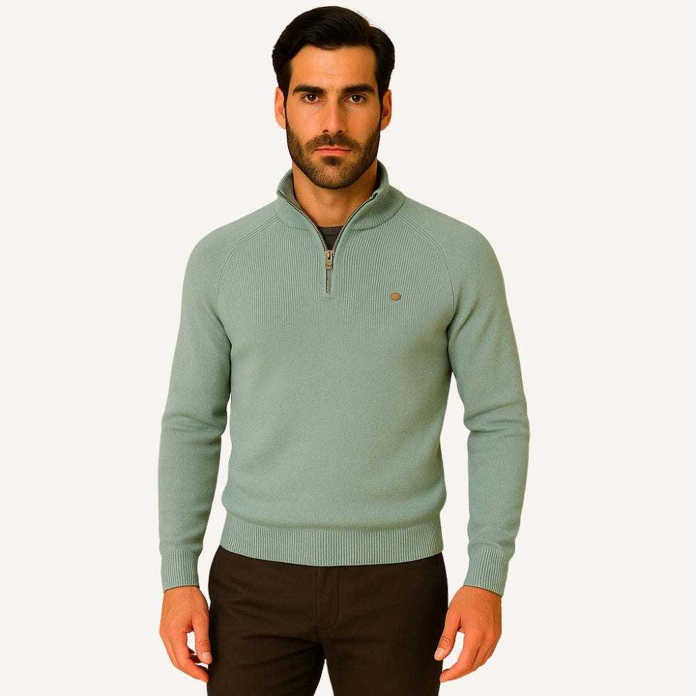 Men’s Quarter Zip Sweater – Signature green