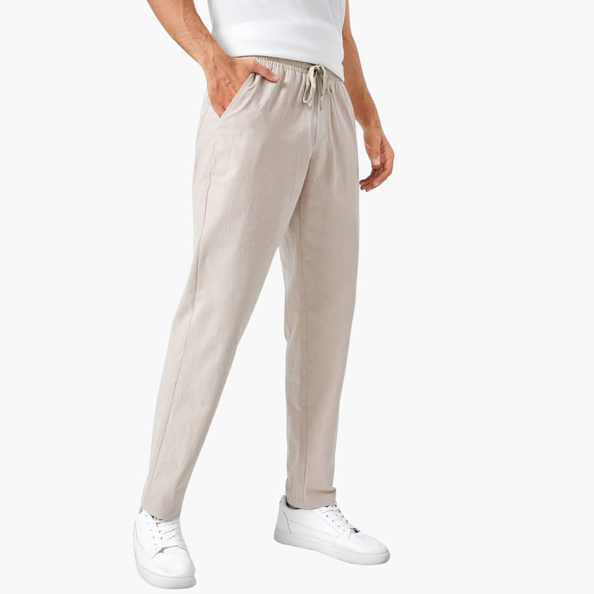 Men's Slim Fit Linen Trousers – Milford beige