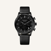 Mens Black Leather Watch - Luxemiro Black
