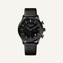 Mens Black Leather Watch - Luxemiro Black
