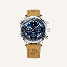Mens Chronograph Leather Watch - Bellatour Blue