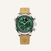 Mens Chronograph Leather Watch - Bellatour Green