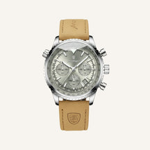Mens Chronograph Leather Watch - Bellatour Silver