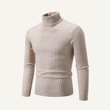 Mens Old Money High Collar Sweater - Rizzo Beige
