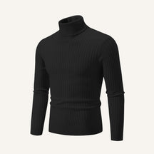 Mens Old Money High Collar Sweater - Rizzo Black
