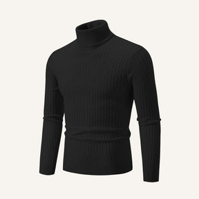 Mens Old Money High Collar Sweater - Rizzo Black
