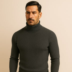 Mens Old Money High Collar Sweater - Rizzo Grey
