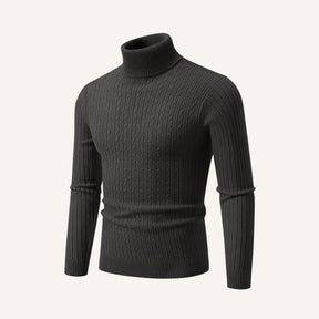 Mens Old Money High Collar Sweater - Rizzo Grey