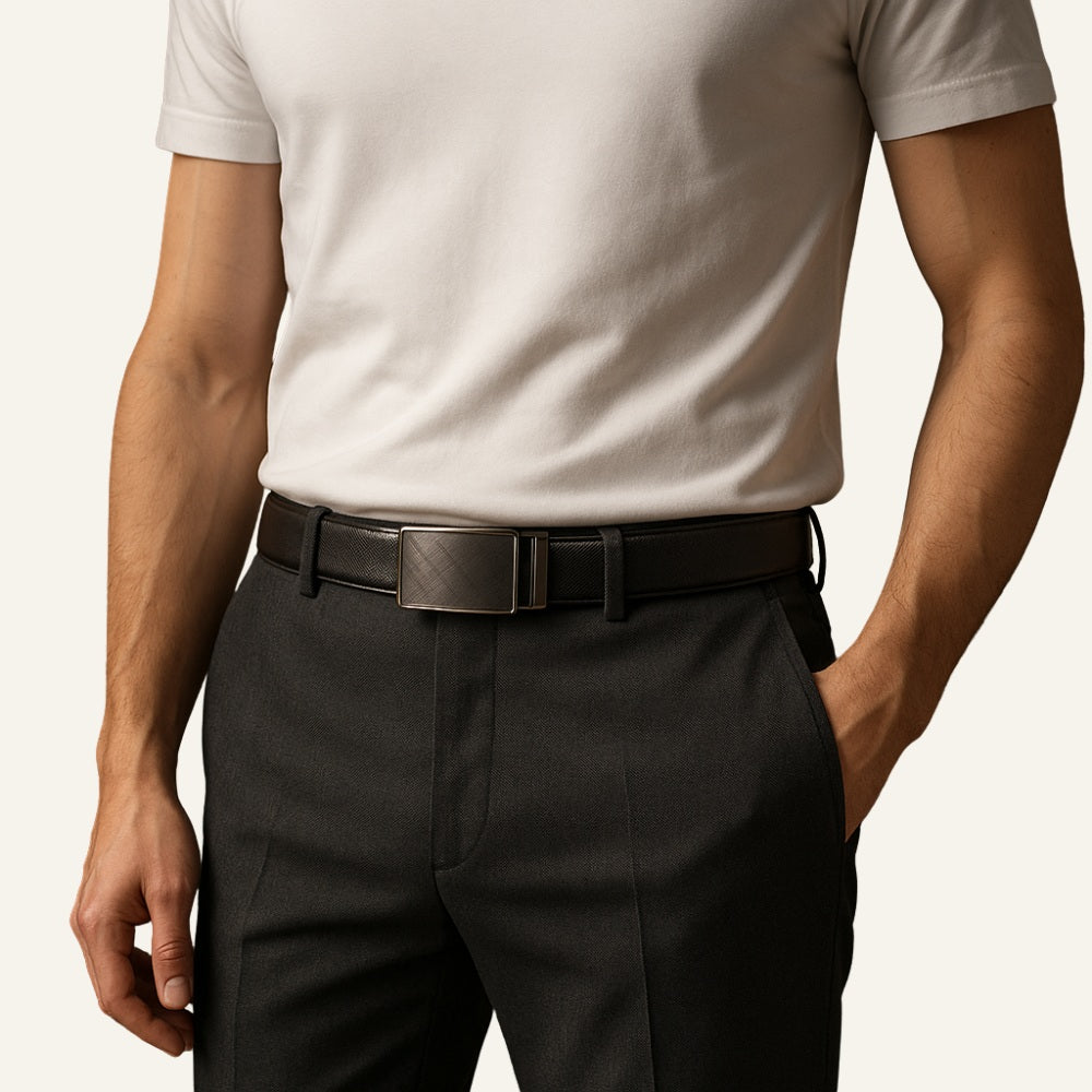 Mens Premium Leather Belt – Sheaf Black