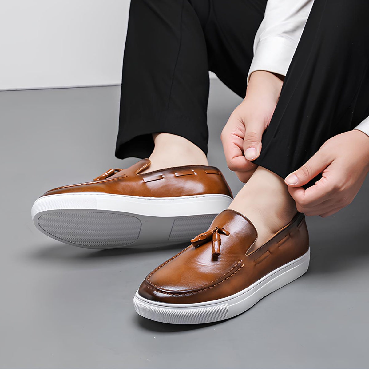 Mens Premium Leather Loafers – Duque Brown