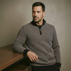 Mens Quarterzip Knit Sweater – Vaccioni Brown