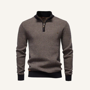 Mens Quarterzip Knit Sweater – Vaccioni Brown