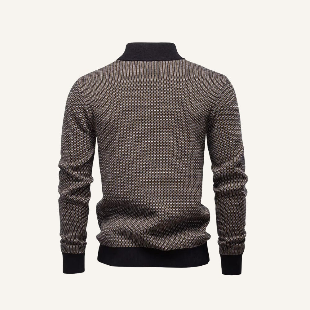 Mens Quarterzip Knit Sweater – Vaccioni Brown 2