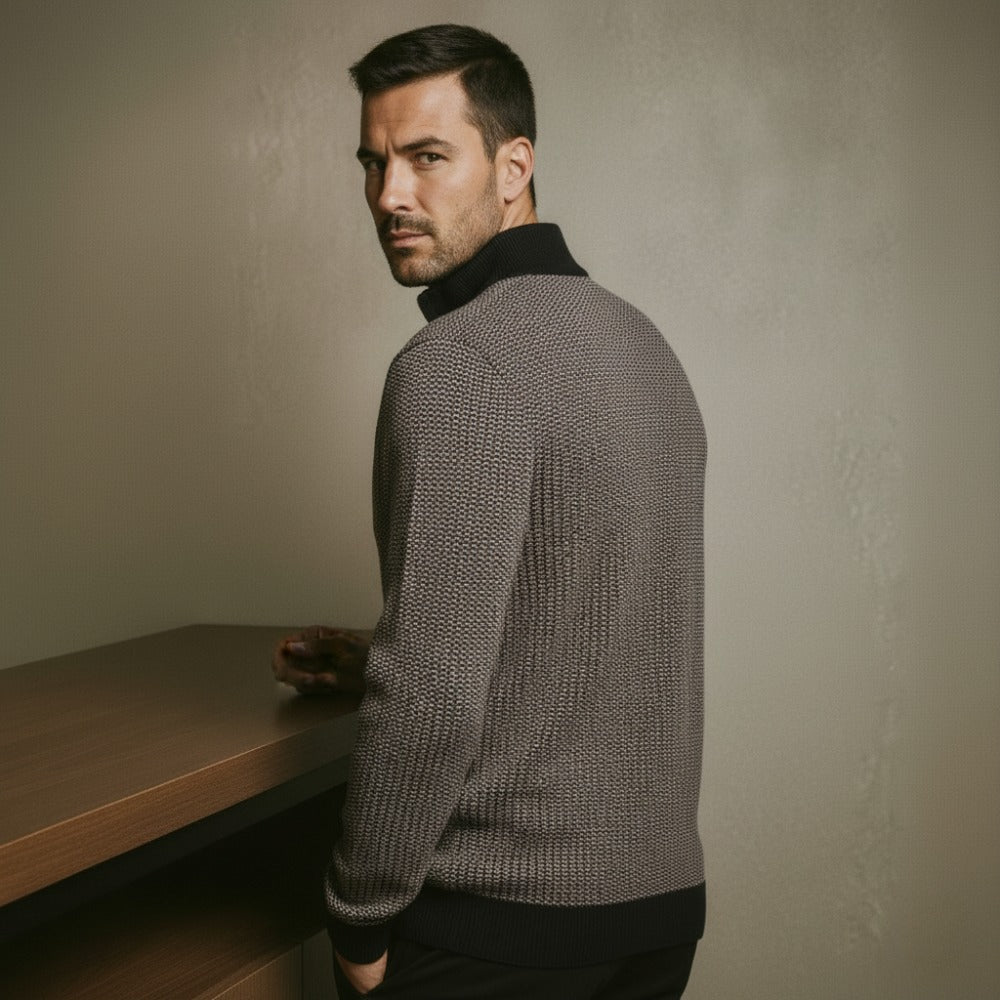 Mens Quarterzip Knit Sweater – Vaccioni Brown 2