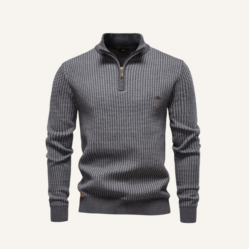 Mens Quarterzip Knit Sweater – Vaccioni Grey