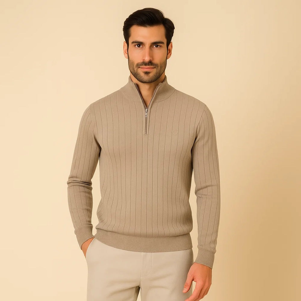 Mens Quarterzip Sweater - Verri Beige