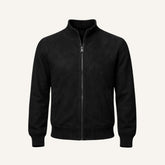 Men's Suede High-Collar Jacket - Monet Black