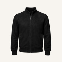 Men's Suede High-Collar Jacket - Monet Black