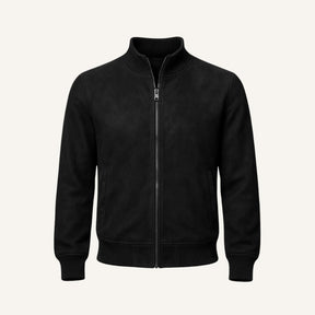 Men's Suede High-Collar Jacket - Monet Black