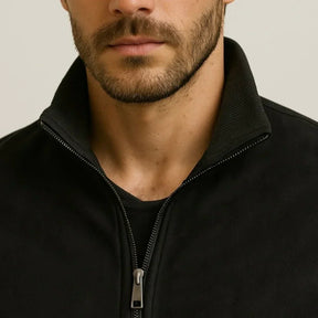 Mens Suede High-Collar Jacket - Monet Black