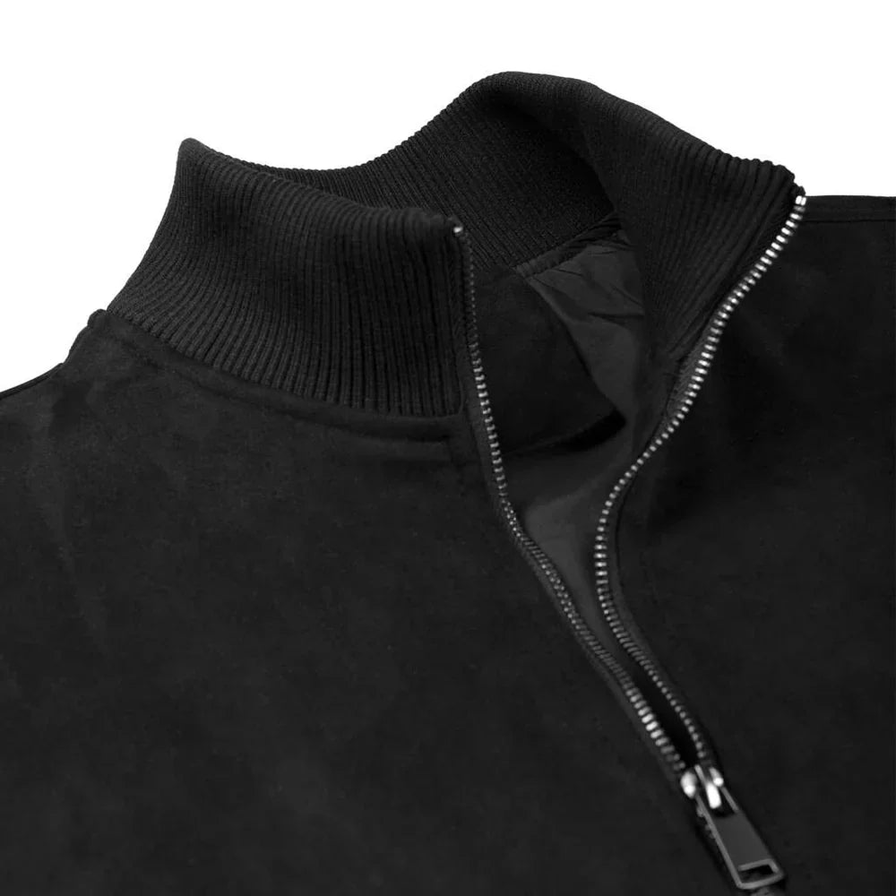 Mens Suede High-Collar Jacket - Monet Black