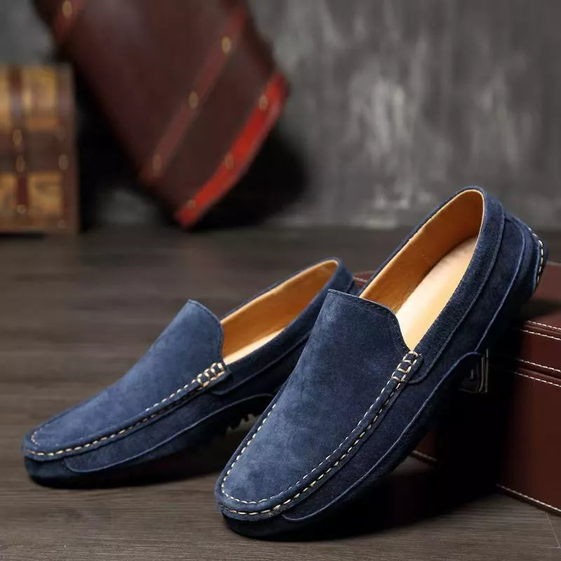 Mens Suede Loafer Moccasins – Solatte Navy Blue