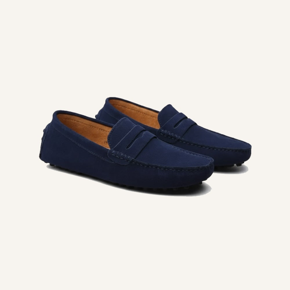 Mocassim Loafer Driver de Camurca Cortez azul marinho