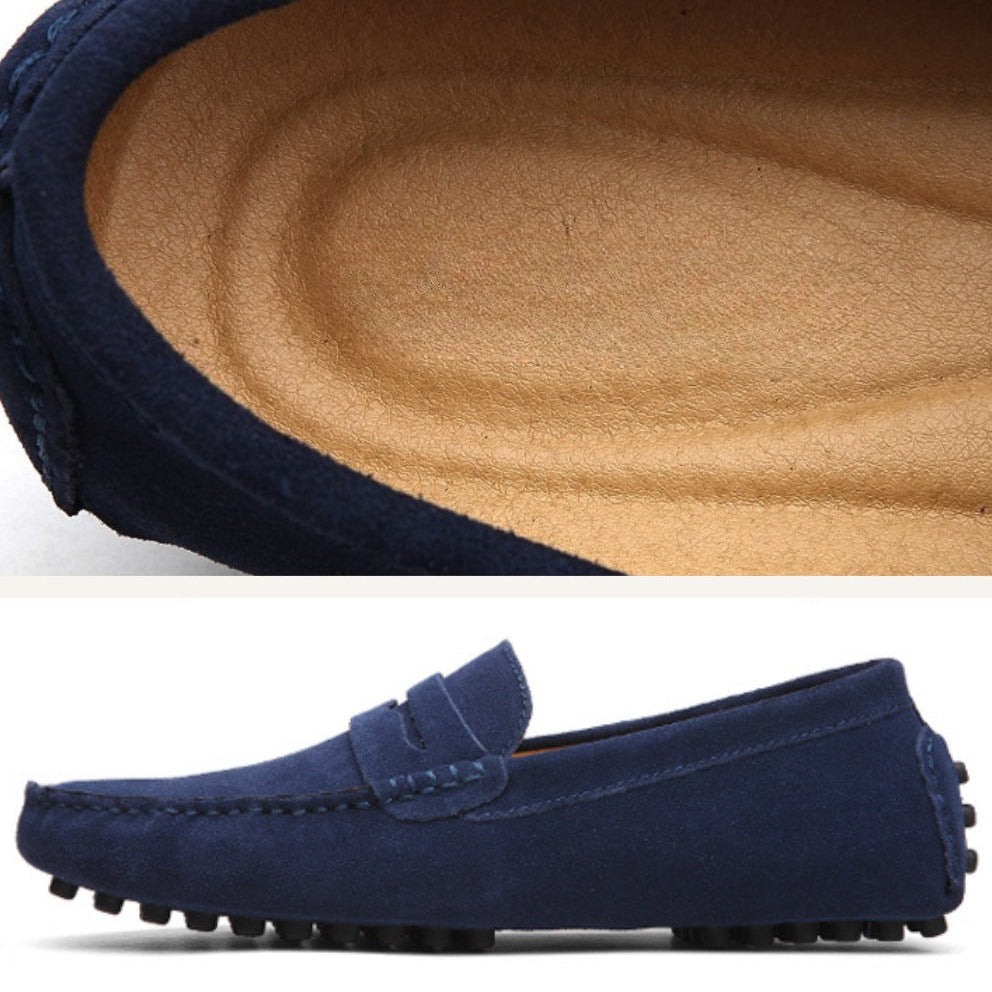 Mocassim Loafer Driver de Camurca Cortez azul marinho
