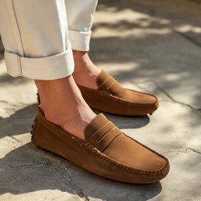 Mocassim Loafer Driver de Camurca Cortez marrom