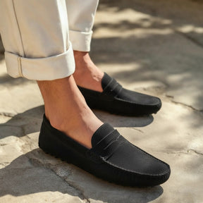 Mocassim Loafer Driver de Camurca Cortez preto