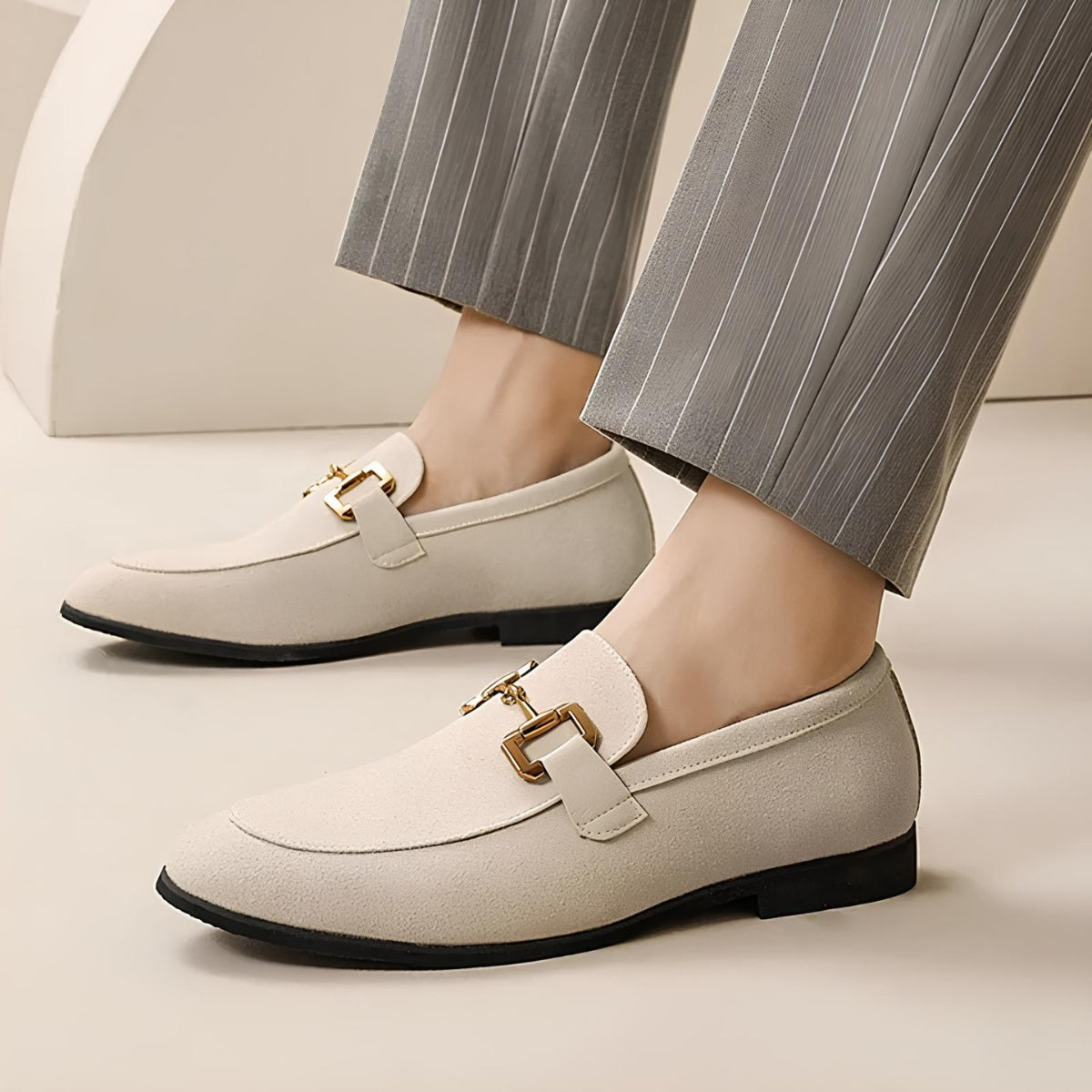 Mocassim Loafer Masculino de Camurca Luxury Bege
