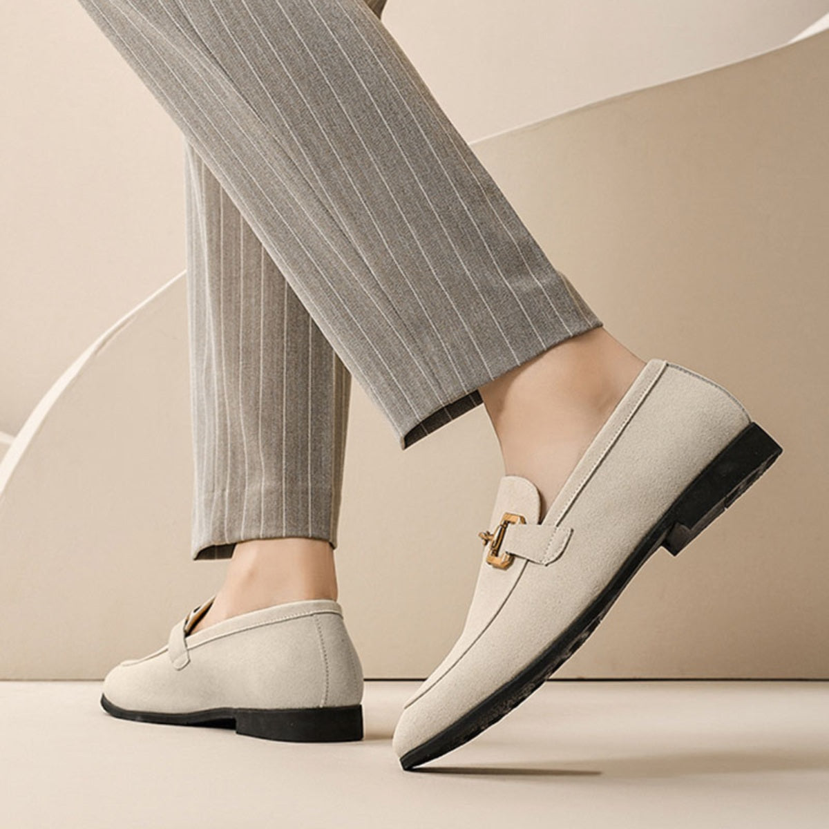 Mocassim Loafer Masculino de Camurca Luxury Bege
