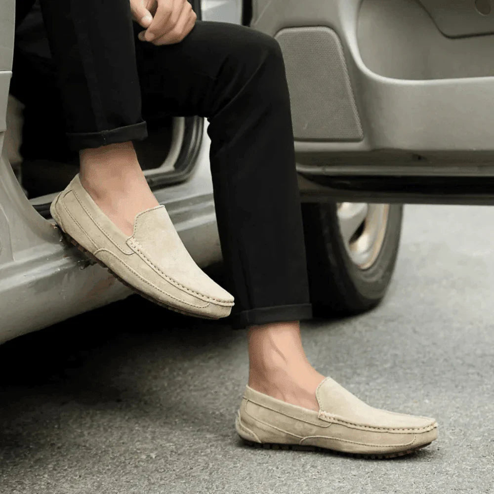Mocassim Loafer de Camurca Masculino Solatte bege
