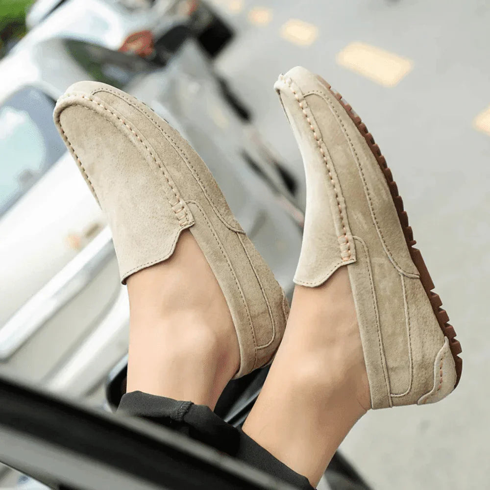 Mocassim Loafer de Camurca Masculino Solatte bege 