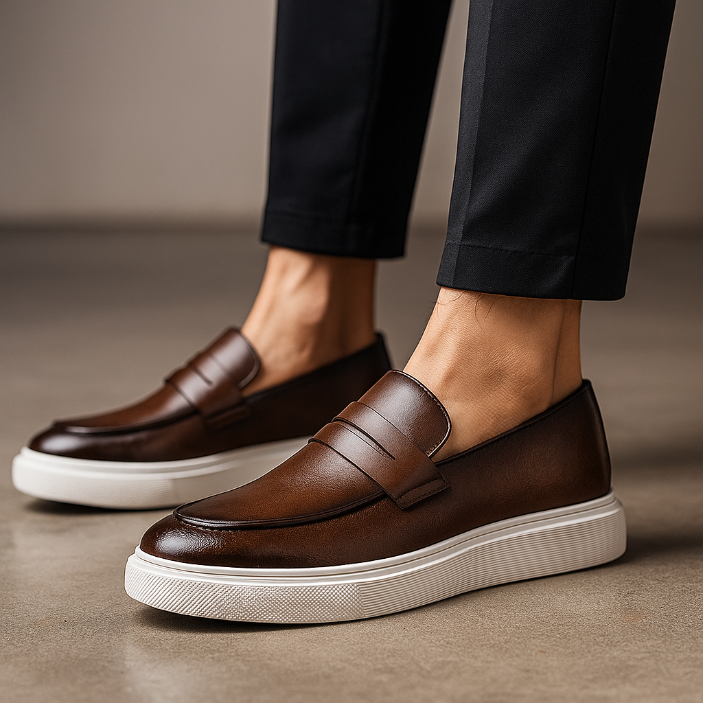 Mocassim de Couro Italiano Masculino Miliani Marrom