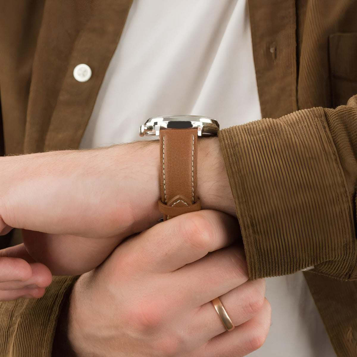 Relógio Masculino Zeppelin branco 100 Anos Pulseira marrom – Cronógrafo