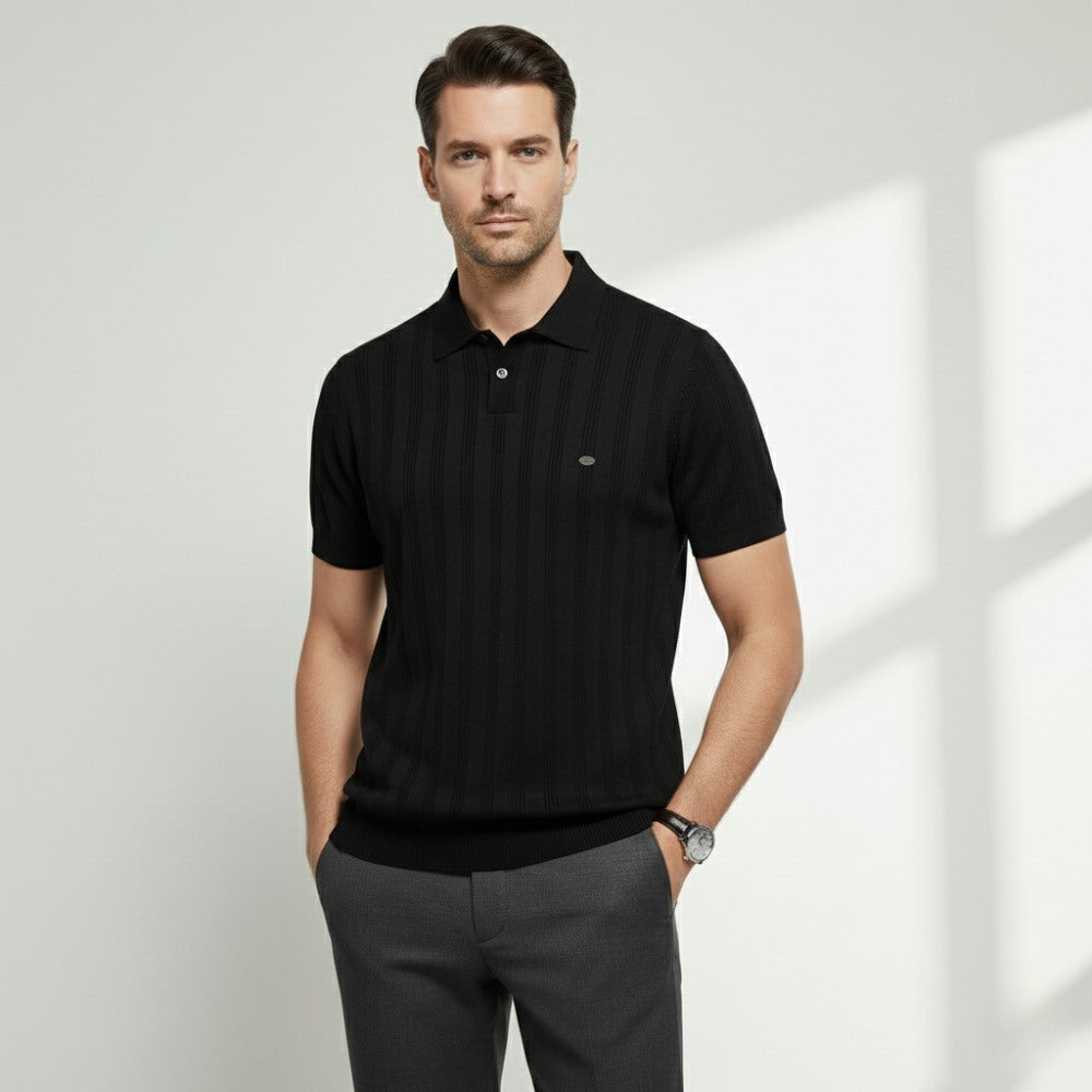 Camisa Polo Masculina Listrada Romero preto