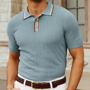 Ribbed Polo Shirt Loreanni LIGHT BLUE