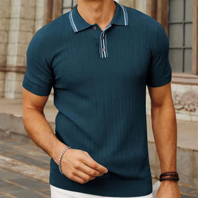 Ribbed Polo Shirt Loreanni navy BLUE