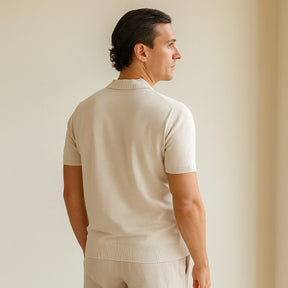 Striped Knit Polo Shirt - Montelle