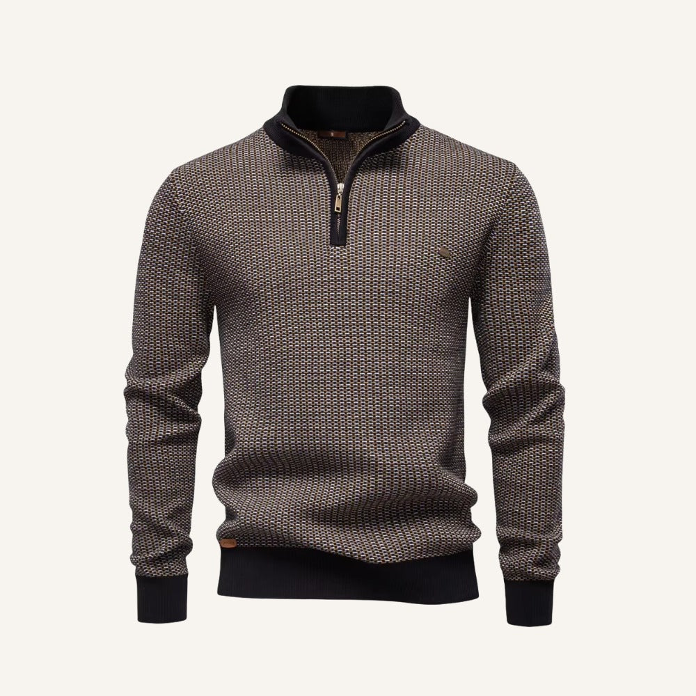 Suéter Tricô Meio Zíper Masculino Vaccioni marrom